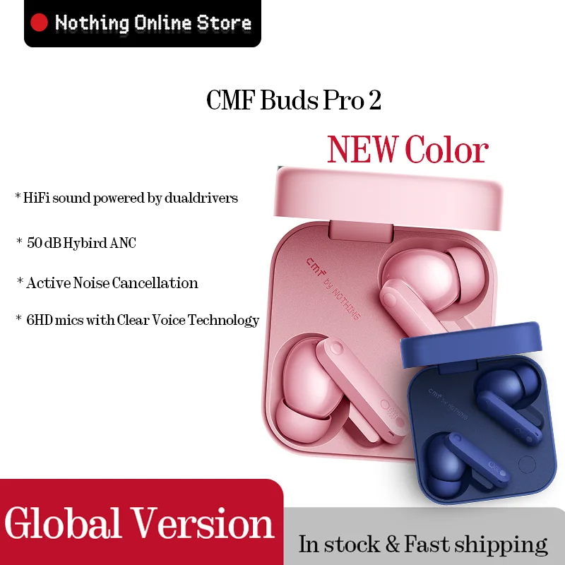 CMF Buds Pro 2、50dBハイブリッドアクティブノイズキャンセリング、6HDマイク搭載、迅速発送