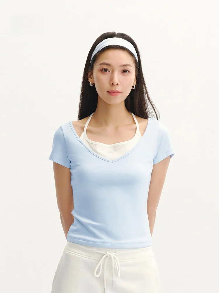 

Женская облегающая футболка Semir с V-образным вырезом, летняя, модная, с узлом, повседневный топ Semir, абсолютно новая коллекция 2026