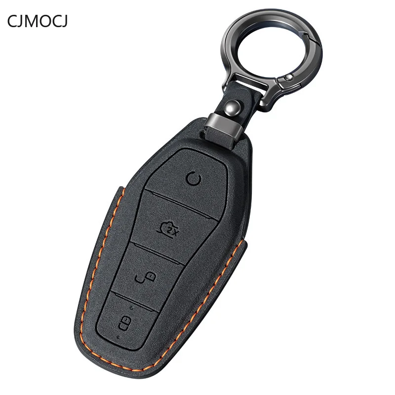 

Premium Leather Key Cover Case for BYD Qin Plus/Han EV/Tang DMI/Song MAX/Yuan Pro/Dolphin/E2/Seal/E9/Chaser - Key Fob Shell