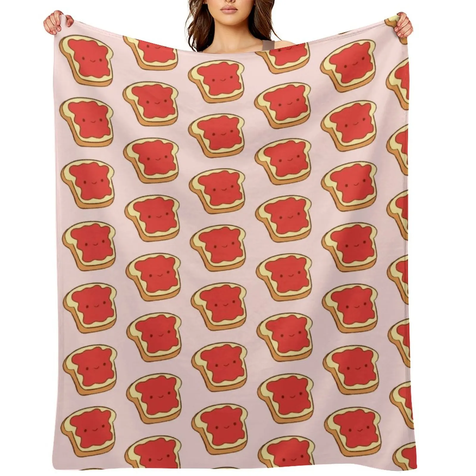 Kawaii Jam Sandwich Throw Blanket funny gift Thermal Hairys Beach Blankets