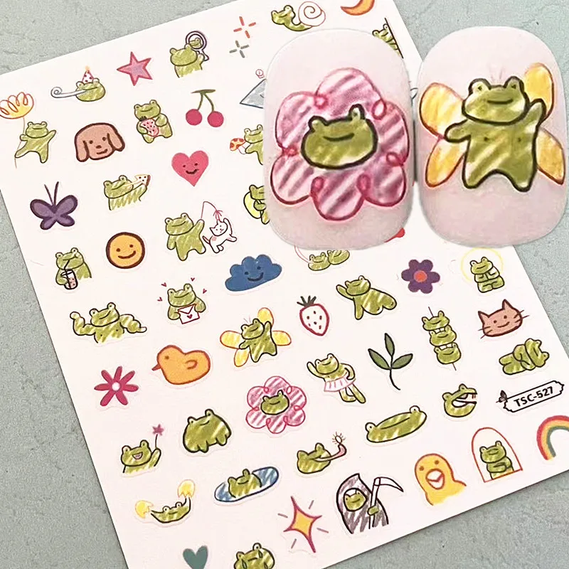 Newest Green Frog 3D Self Adhesive Decal Slider DIY Decoration Tips Nail Sticker TSC 527