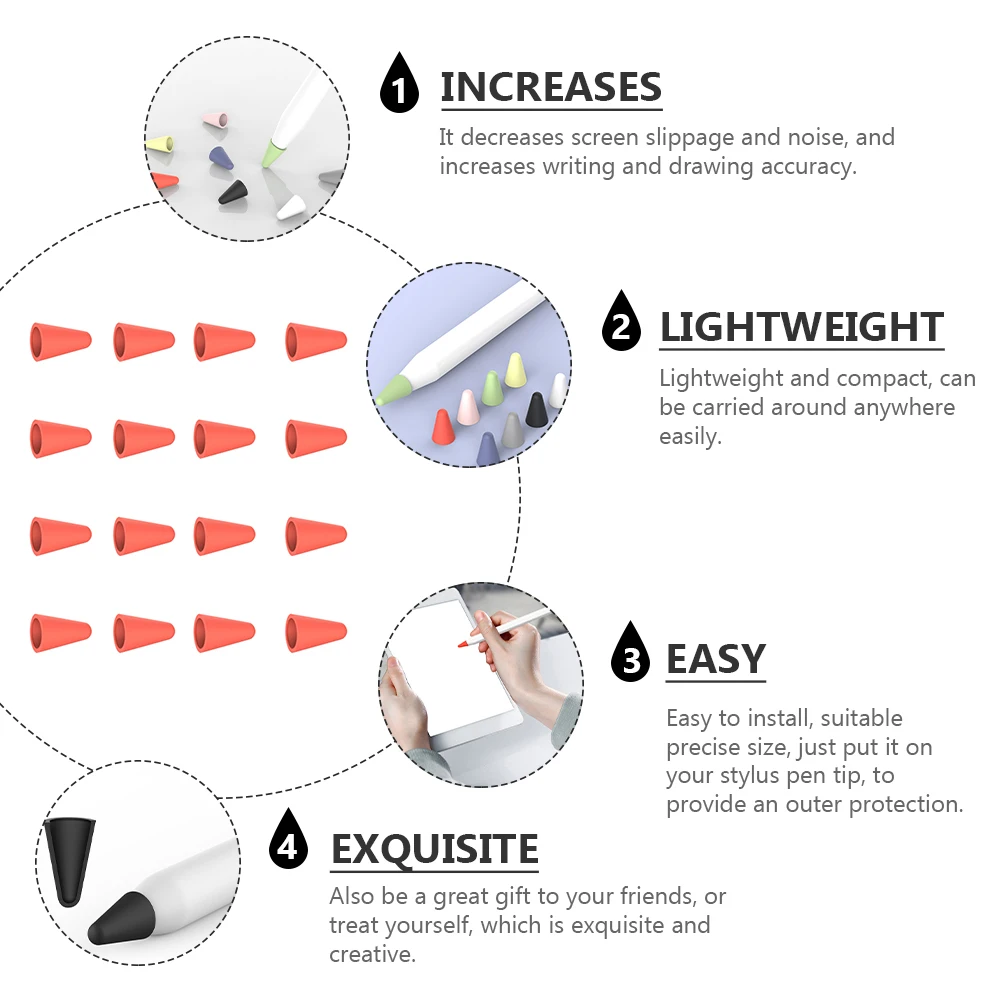 16 قطعة غطاء قلم بديل من السيليكون لغطاء حماية بنك الاستثمار القومي خفيف الوزن ومحمول ومتعدد الاستخدام #4