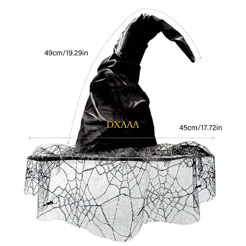 DXAA – ensemble d'accessoires Costume sorcière d'halloween, voile d'araignée noire, chapeau, gants, masque, tenue pour