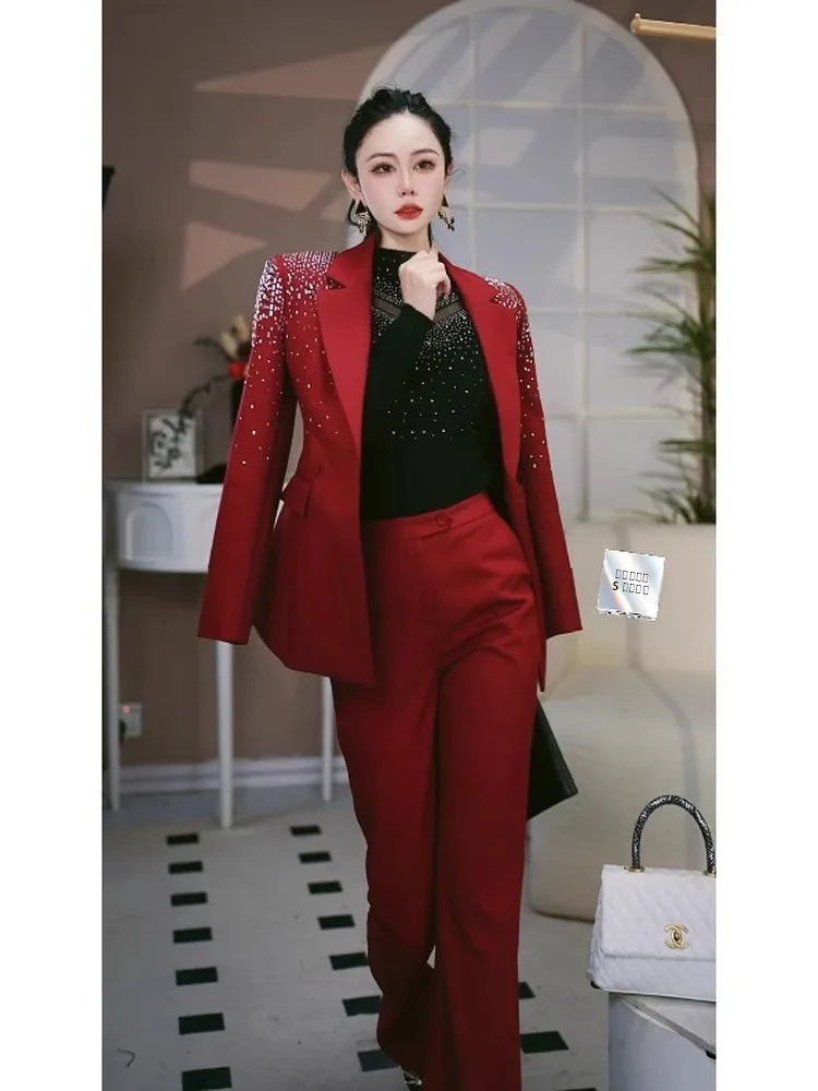 

Женский деловой костюм Ele Busin: модный, стройнящий, для работы, профессиональный, с брюками, длинный рукав