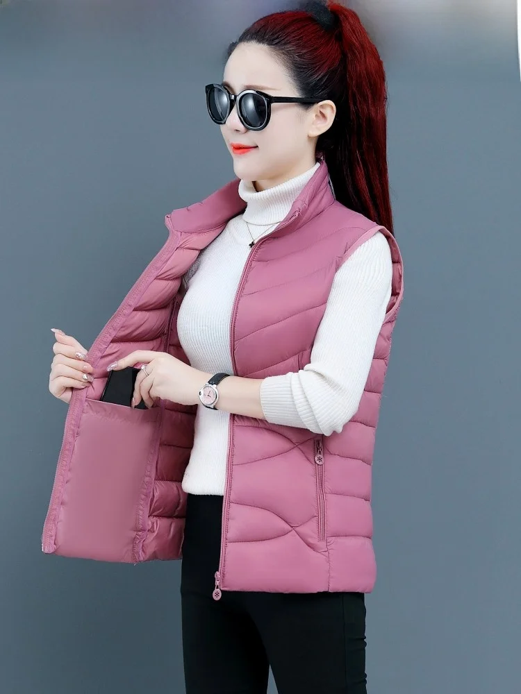 2025 New Women's down Cotton Vest ort Thiened Winter Outerwear Warmth-Friendly Slim Fit Coat Zipper ket Polyester Fiber