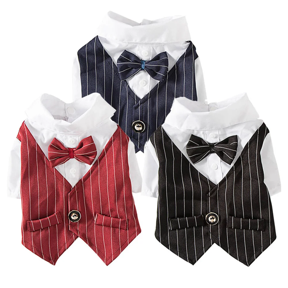 

Dog Suit Dress Navy Blue Gentleman Style Pet Costume For Wedding Party Birthday Carnival Photo Shoot Durable Easy Clean
