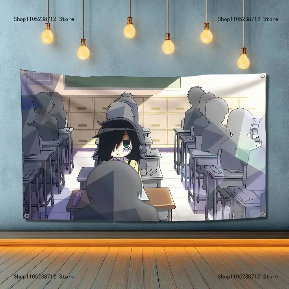 W-Watamote Tomoko Kuroki Flag Tapestry Banner For Bedroom Outdoor Living Room Restaurant Bar Wall Decor Party