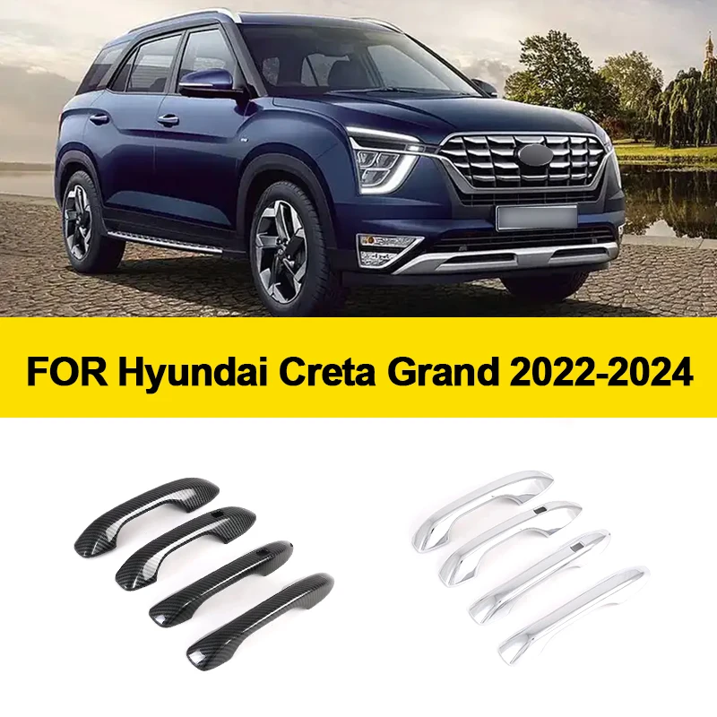 

Крышка дверной ручки для Hyundai Alcazar Creta Grand 2022 2023 2024, внешние защитные аксессуары для автомобиля, наклейка из углеродного волокна, хром