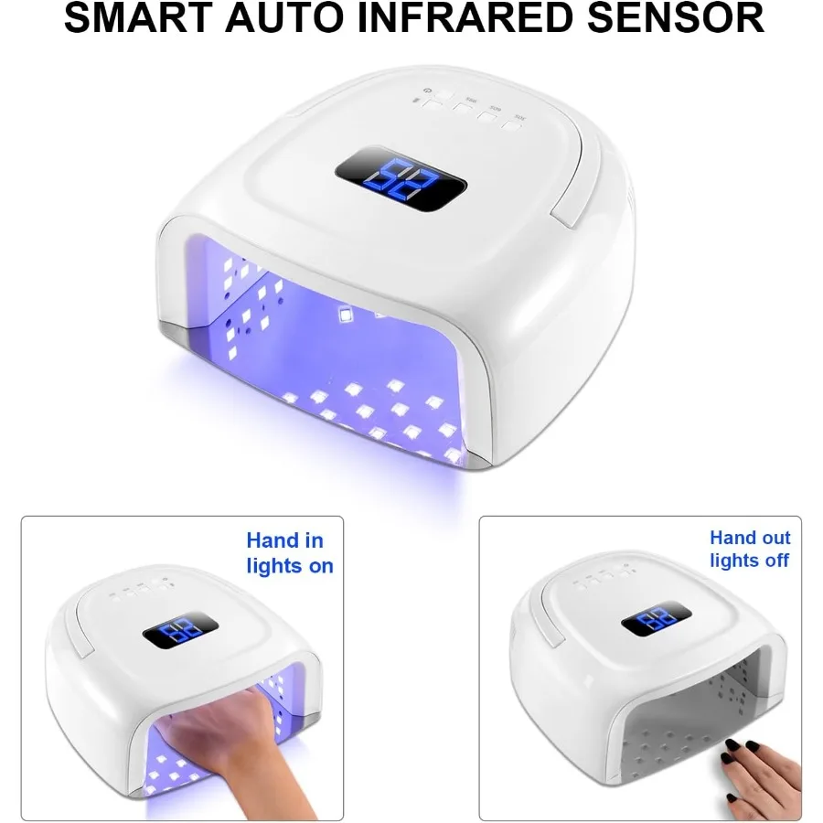เครื่องอบเล็บยูวีแอลอีดี 60W สำหรับมืออาชีพ แบบชาร์จไฟได้ สำหรับอบเจลยาทาเล็บ แห้งเร็ว พร้อมตั้งเวลา 4 ระดับ