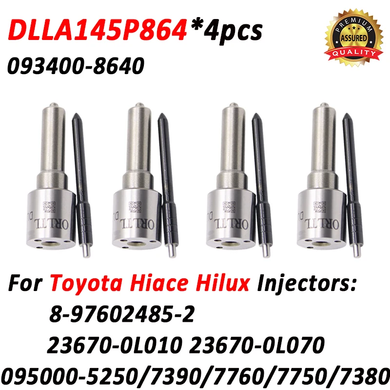 

4 шт. новый дизельный инжектор 095000-5250 сопло DLLA145P864 для Toyota Hilux Hiace 2.5 D 2KD-FTV 095000-5931 095000-59319X