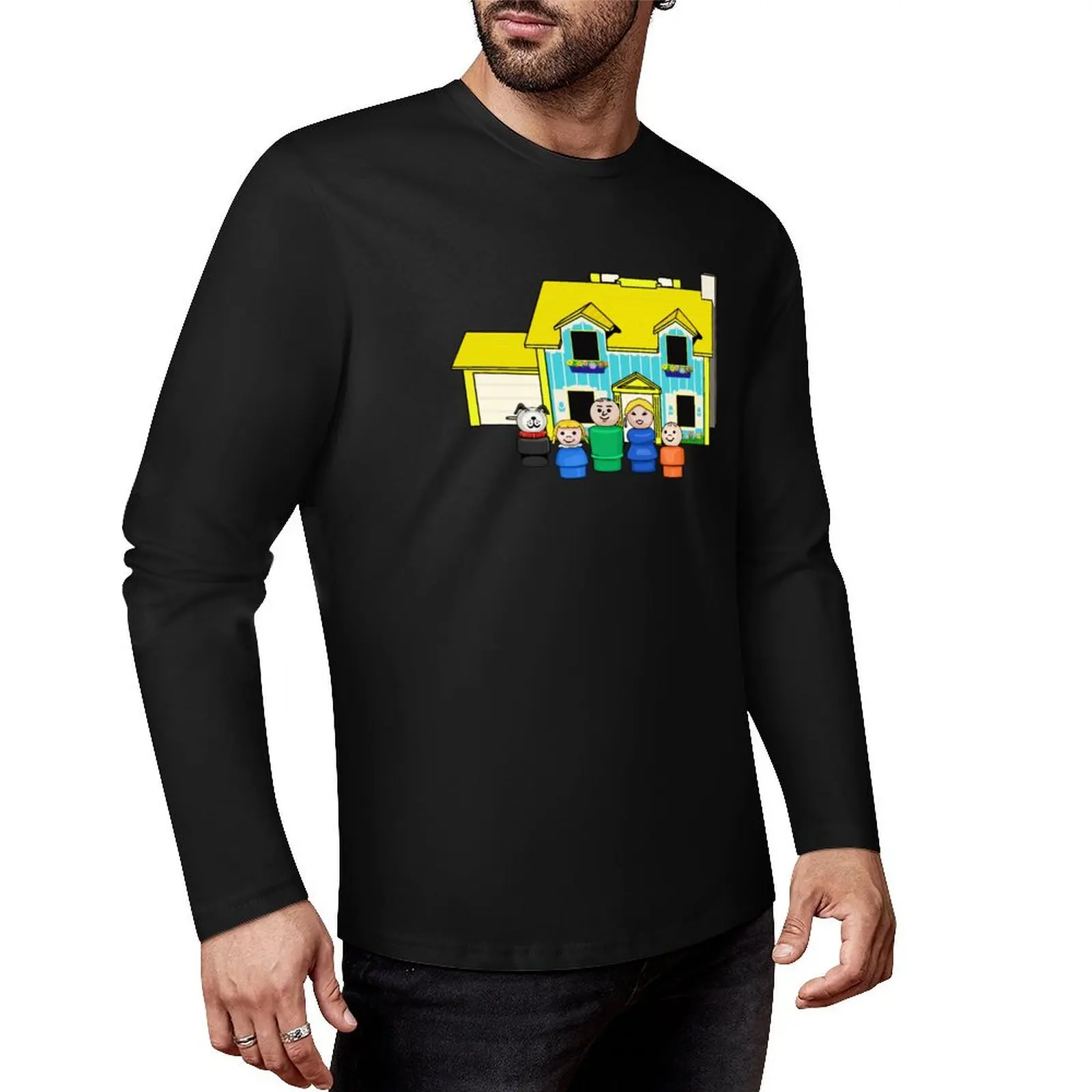 Fisher Price Little People Family With Yellow House Long T-Shirt cute clothes tees designer t shirt men