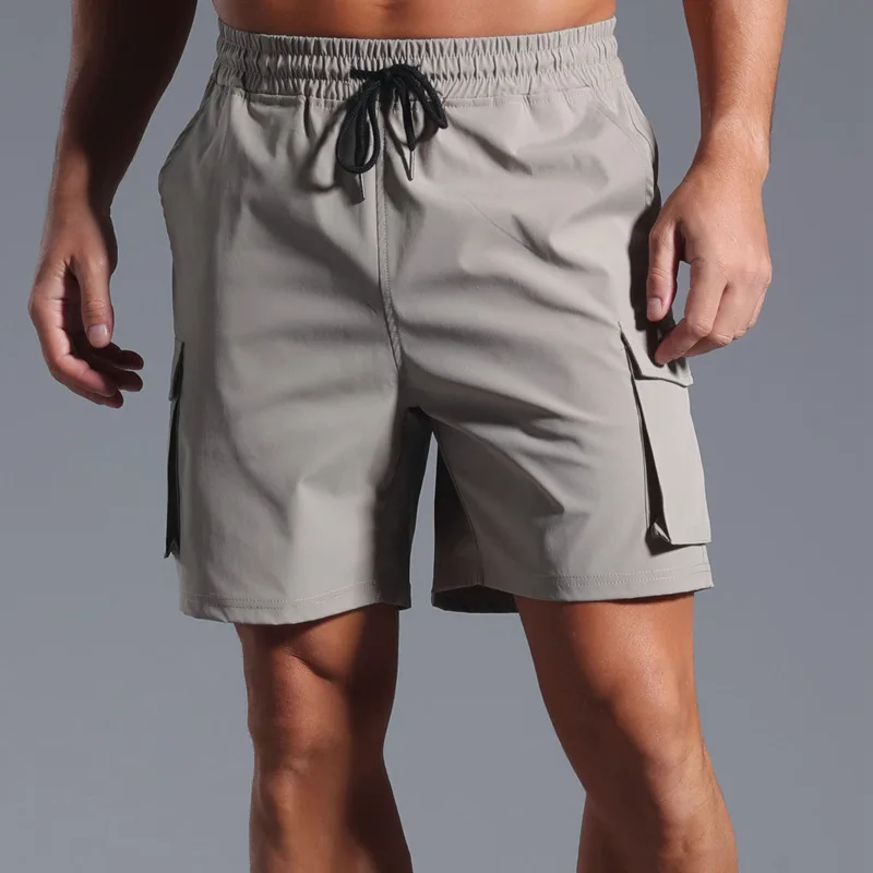 

2025 Men's Casual Quarter Pants – Elastic Waist Running Basketball Sports Sweat Shorts with Quick-Dry Fabric & Zipper Pockets