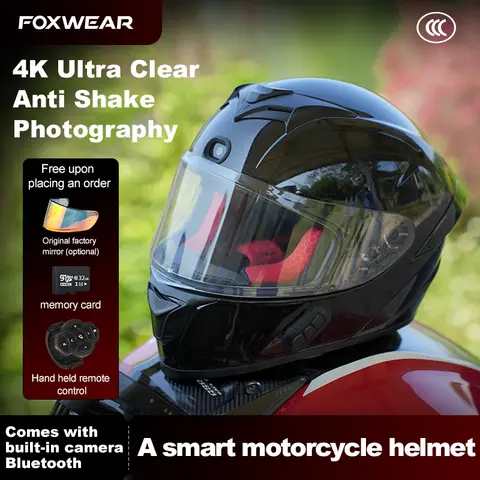 New AI Intelligence Motorcycle Helmet with Camera and Bluetooth Headset Full Face Helmet Men Women Cascos Moto with Taillights