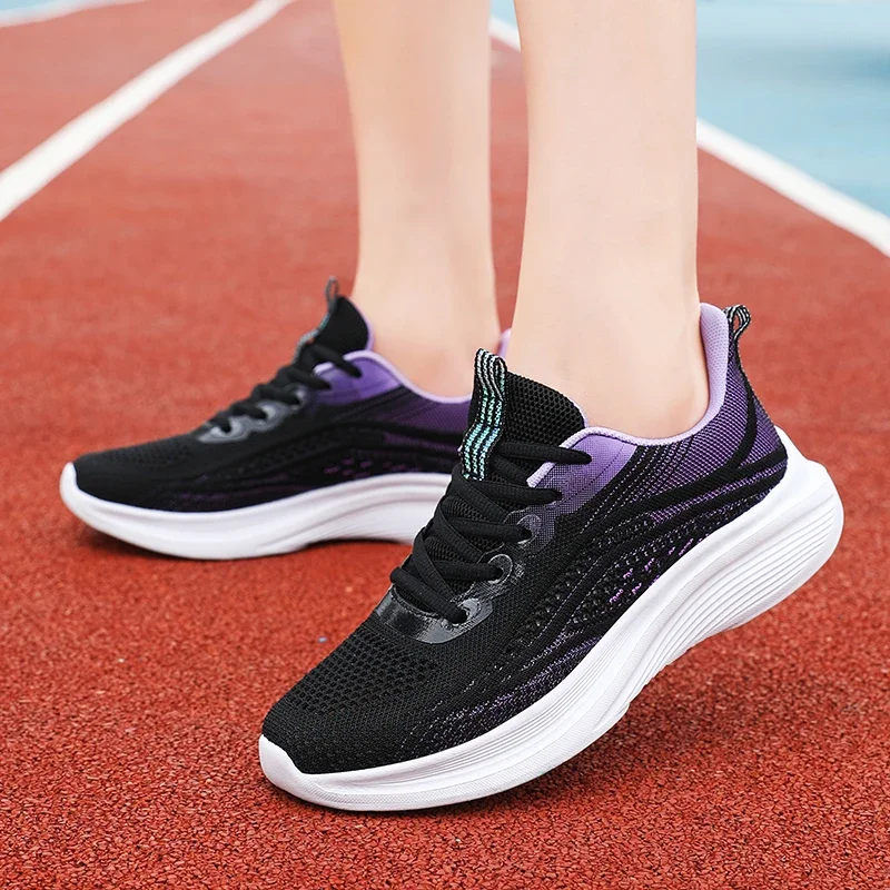 Women Flying Weave Fitness Casual Sneakers Ladies Comfortable Non-Slip Jogging Shoes Lightweight Breathable Summer Running Shoes