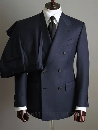 Imagen 2 del producto Esmoquin de 2 piezas para hombre, Blazer con botones de doble botonadura, solapa con visera, traje Formal para fiesta, boda y novio