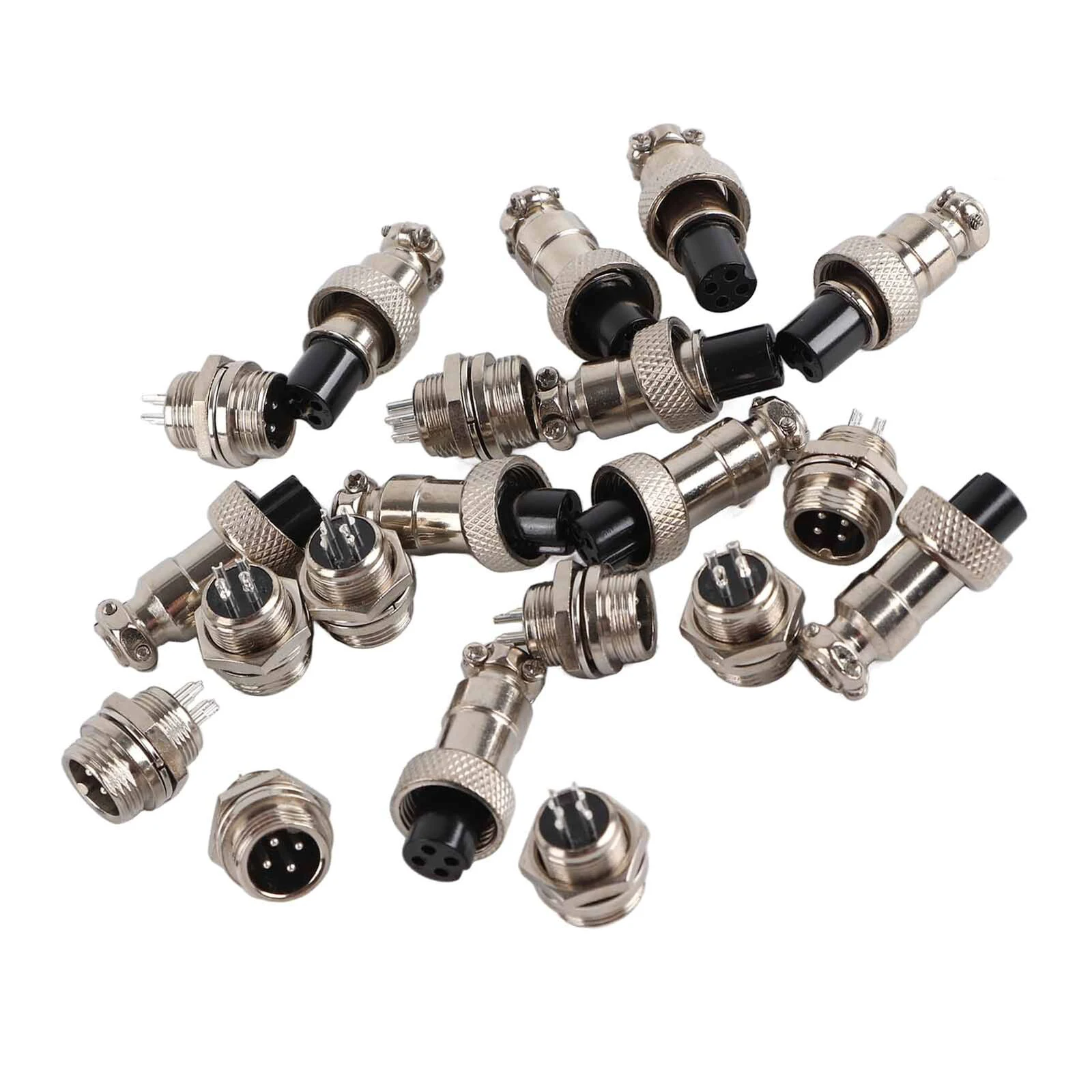 10 Pairs GX12 4 Pin Aviation Connector Kit 300V 5A Screw Lock Circular Plug with Zinc Alloy Housing for Industrial Automation