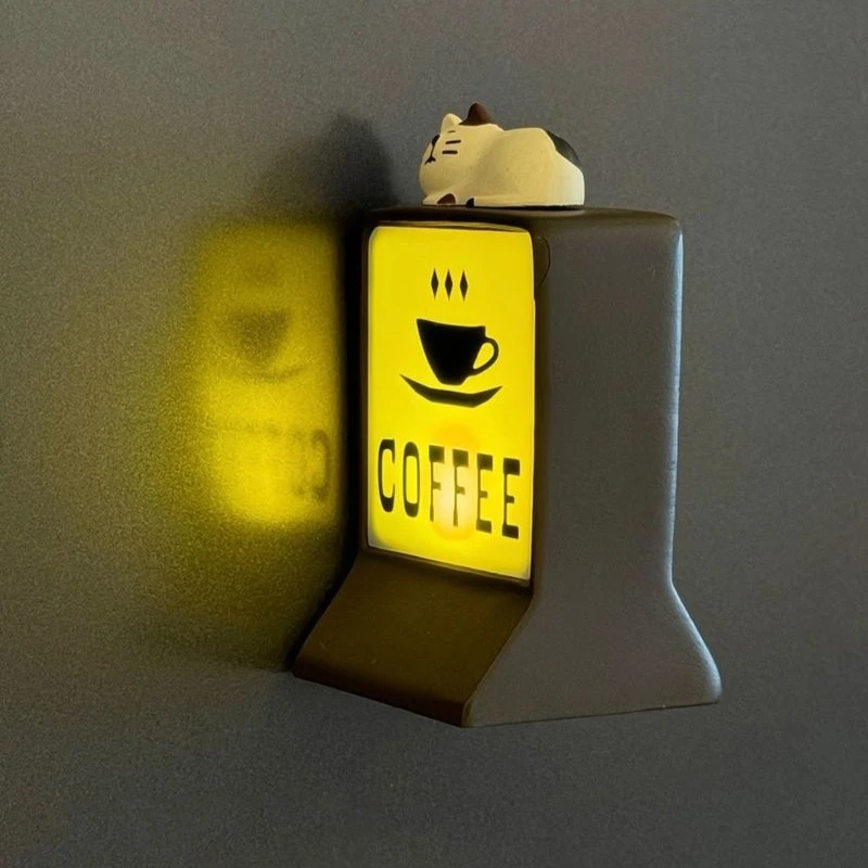 Creative Mini Refrigerator Sticker Convenience Store Magnetic Light Signs Display Board with Luminous Light Box Model Ornament