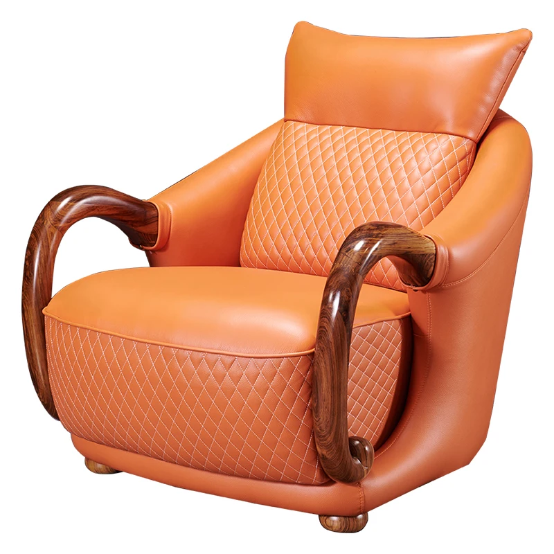 

Скандинавский кожаный диван из черного дерева, кресло для дома, спальни, роскошное кресло из цельного дерева для дома, гостиной, балкона