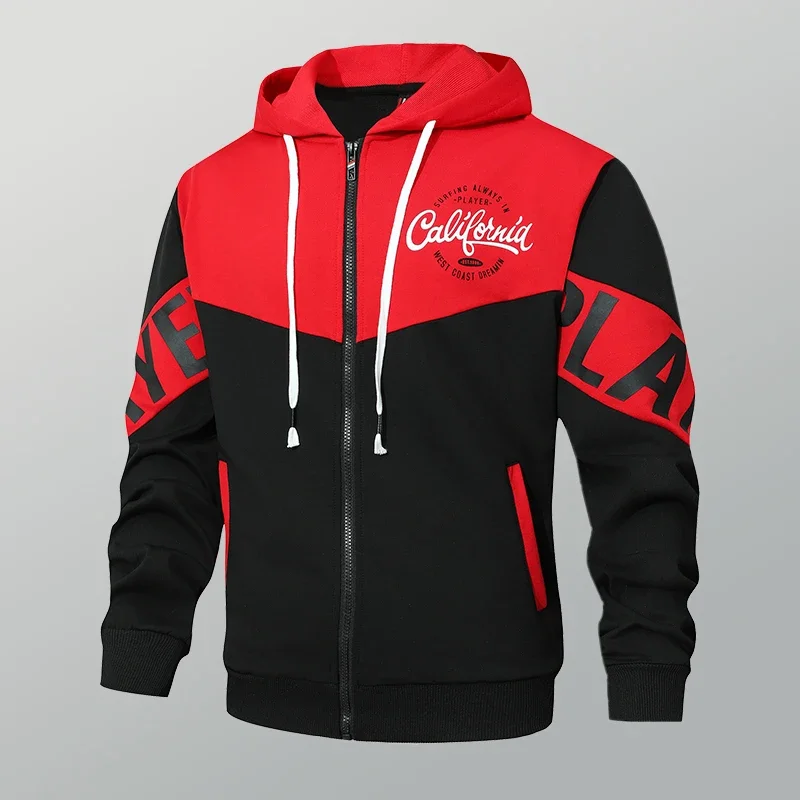 

Zip Up Patchwork Hoodies Men Hooded Sweatshirt Coat New Fashion Hoodie Jacket Streetwear Sportswear Casual Outdoor Tracksuit Men