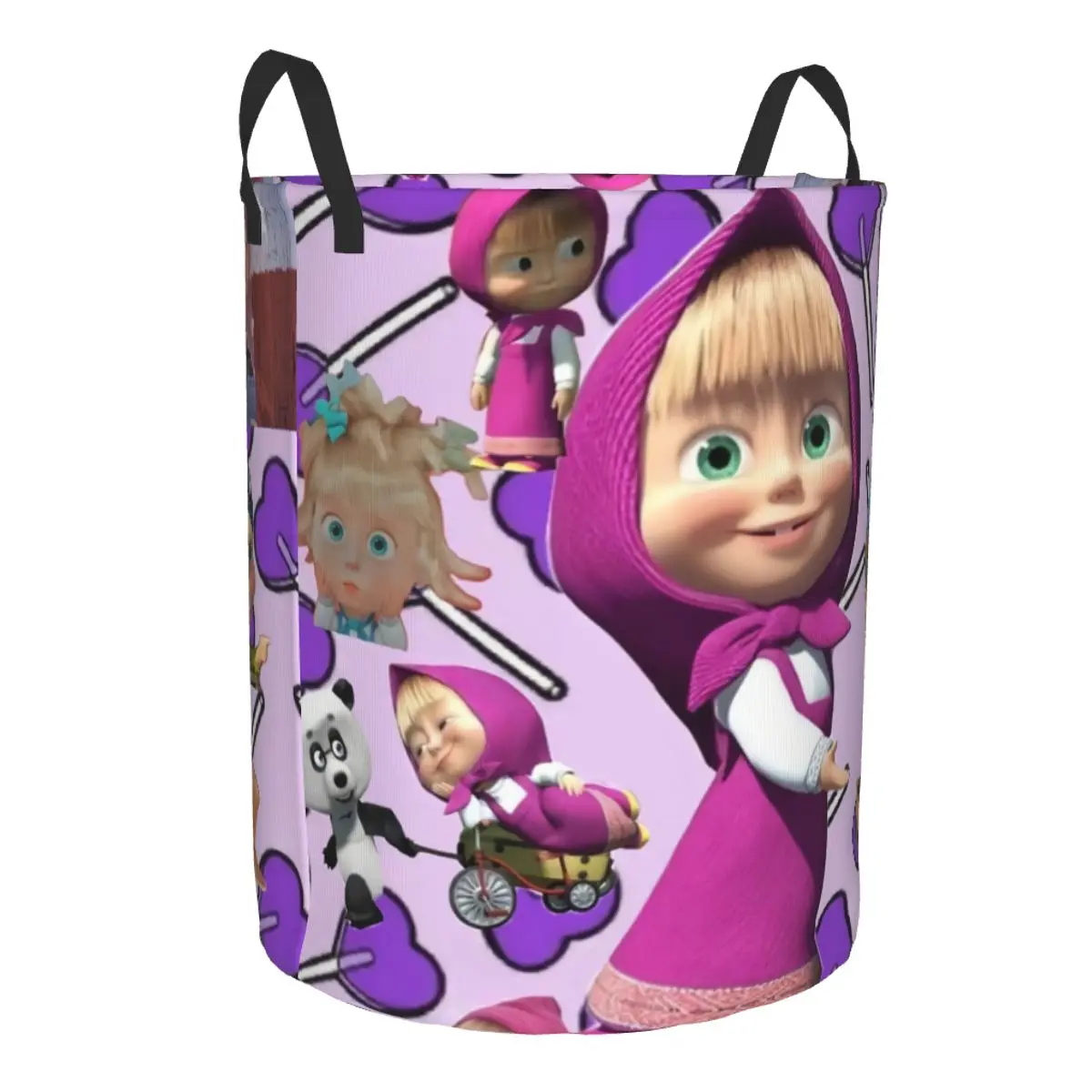 Custom Russia Cartoon M-Masha And The B-Bears Anime TV Laundry Hamper Large Storage Basket Girls Boys Toy Organizer