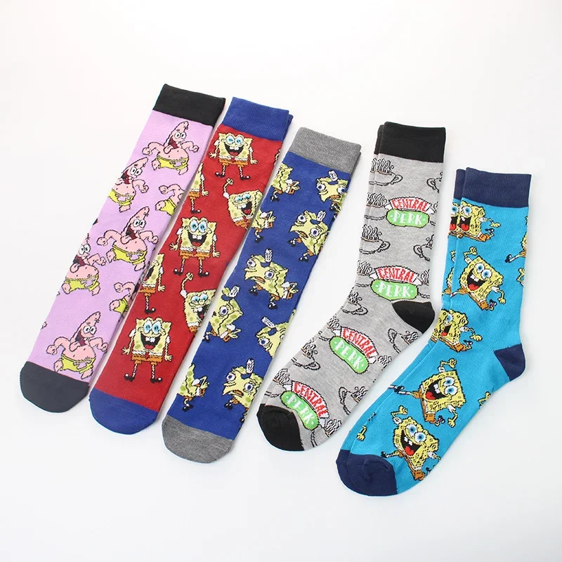 SpongeBob Patrick Funny Socks Anime Socks Fashion Men Women Kawaii Socks Breathable Cotton Sweat Absorption High Quality Sport