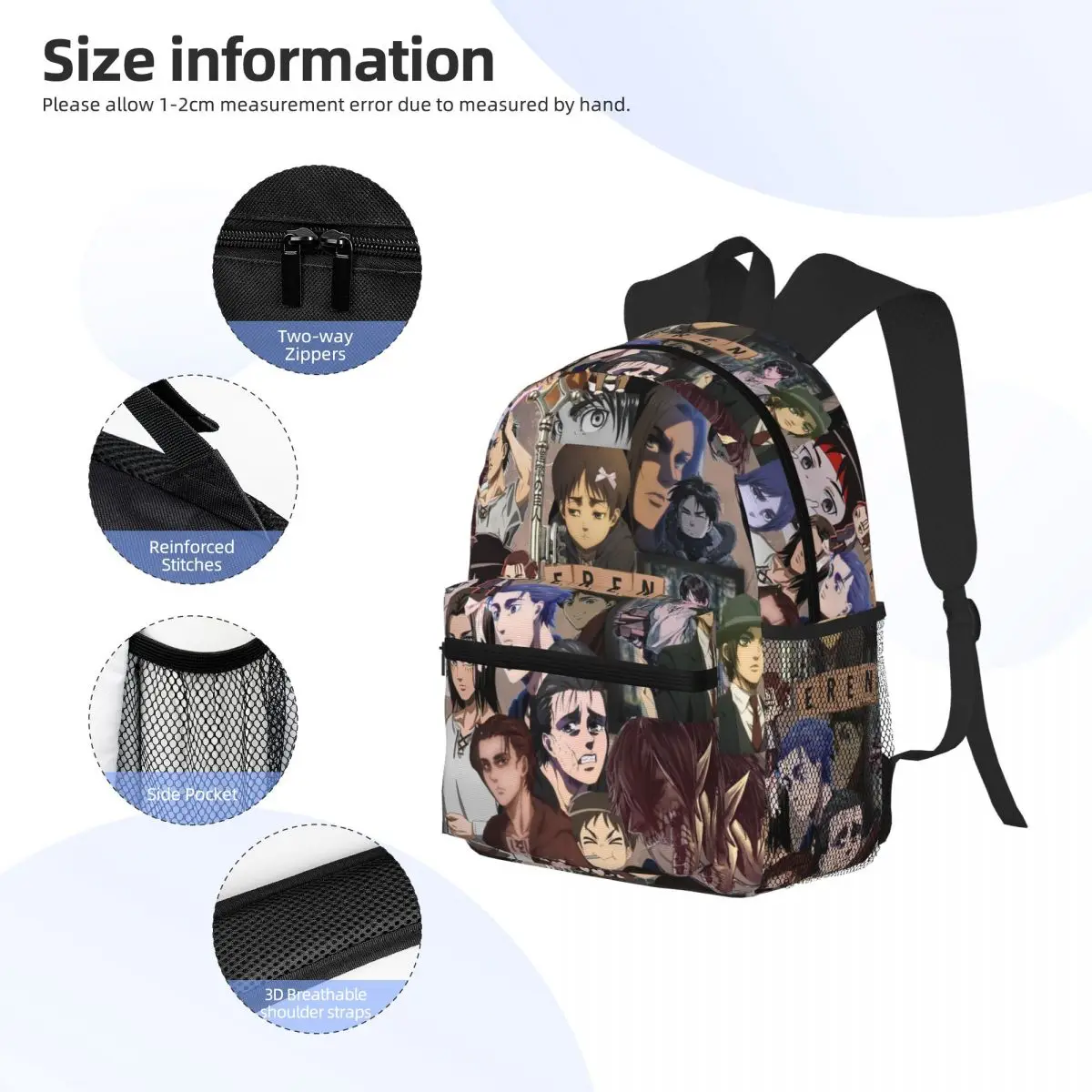 Anime ataque em titã eren jaeger estudante mochila saco de escola caminhadas viagem daypack para meninos meninas moda bookbag sacos ombro
