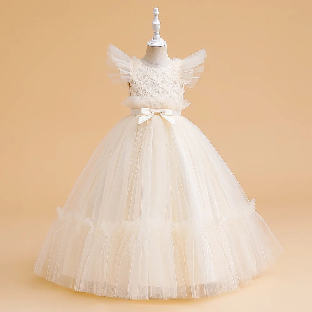 

Long Piano Performance Wedding Kid Vestidos Girls Party Dresses 3 Colors 120cm-170cm Birthday Princess Dress