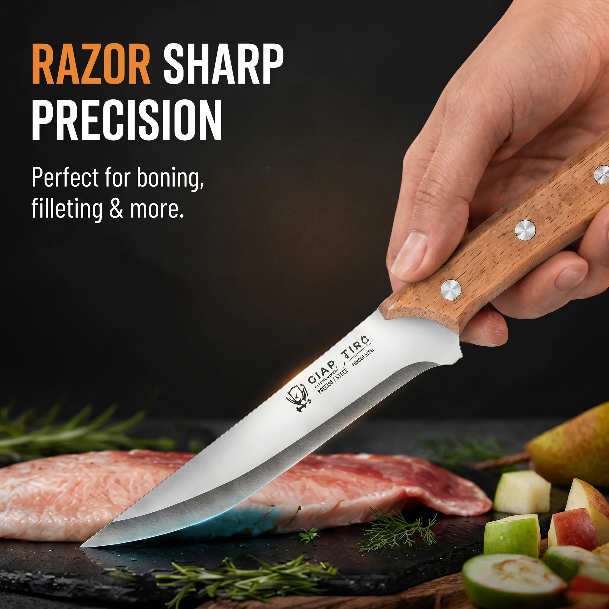 High-end 2-Piece Boning Knife Set with Leather Sheaths – High Hardness Stainless Steel Butcher Knife for Sheep Beef Meat view 2