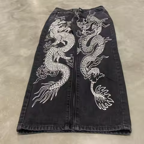 Y2K Harajuku Style New Spot Low Price Big Print Baggy Jeans Men Streetwear Gothic Pop Joker Vintage Straight Wide-leg Trousers