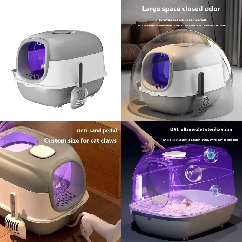 for  Fully Enclosed Oversized Splash Proof Plastic Bins Cat Supplies Accessories Pet Accessories
