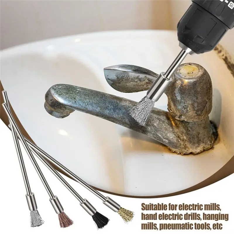 AS63-40 Pieces Extended Wire Brush Set Kit For Cleaning, Steel Wire Cleaning End Brushes Kit Rust Pen 3Mm Mandrel Rust Paint Rem