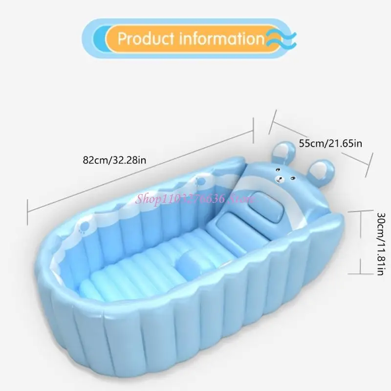 R6FD Faltbare Badewanne, Babybadewanne, Cartoon-Tiermuster, aufblasbare Badewanne für Kinder, zum Aufblasen, empfohlen für 0–6 – Detail 6