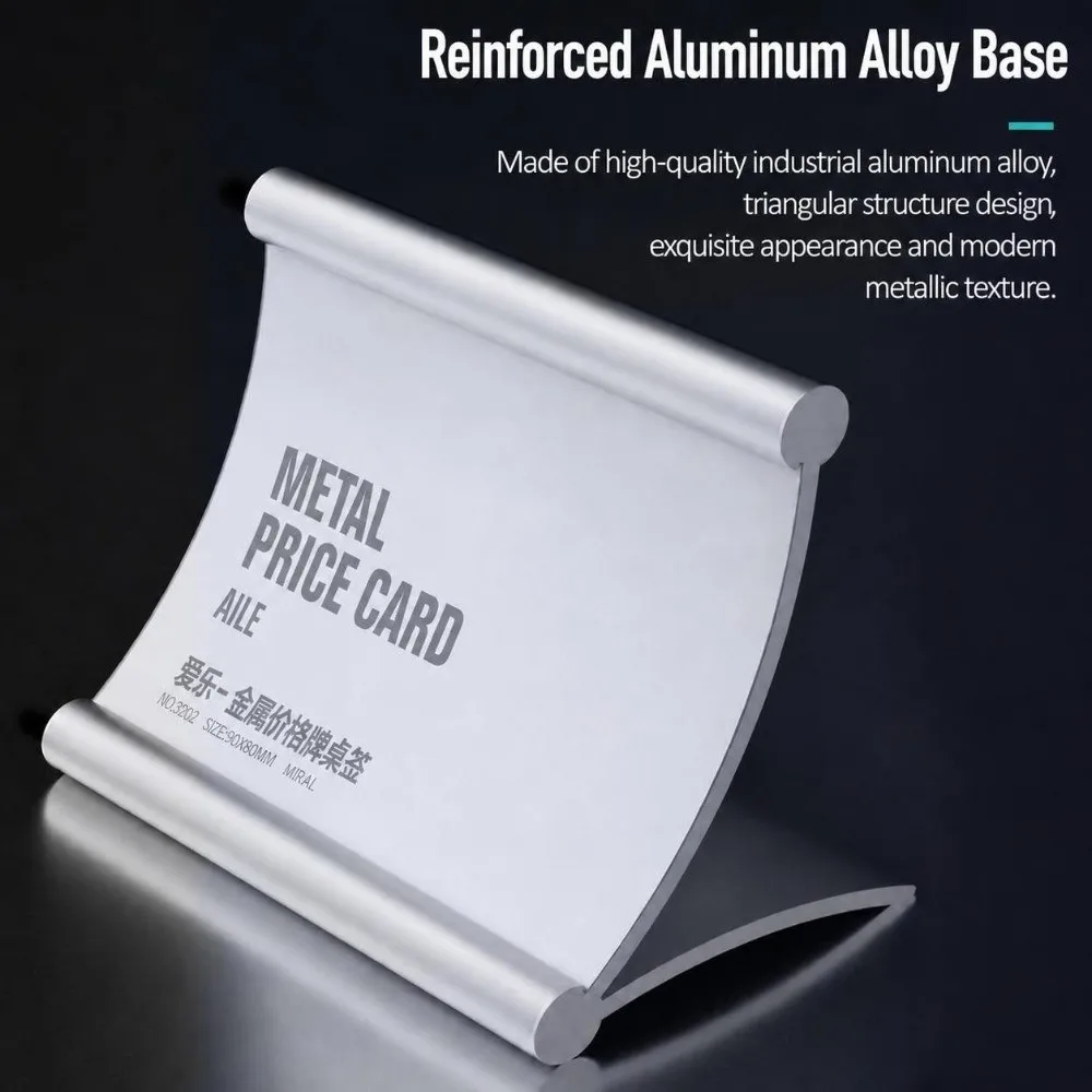 Portable Aluminum Alloy Table Sign Holder Pull-out Label Display Stand Desktop Price Tag Stand Restaurant
