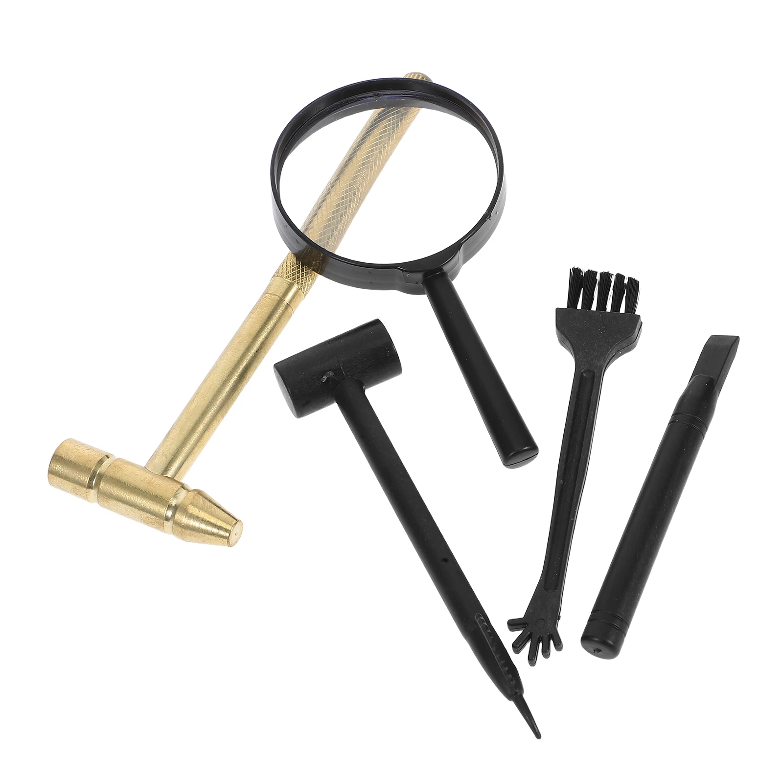 1Set Archaeological Excavation Kit Hammer Chisel Brush Magnifier for Kids Stem Science Gemstone Discovery Digging Tools