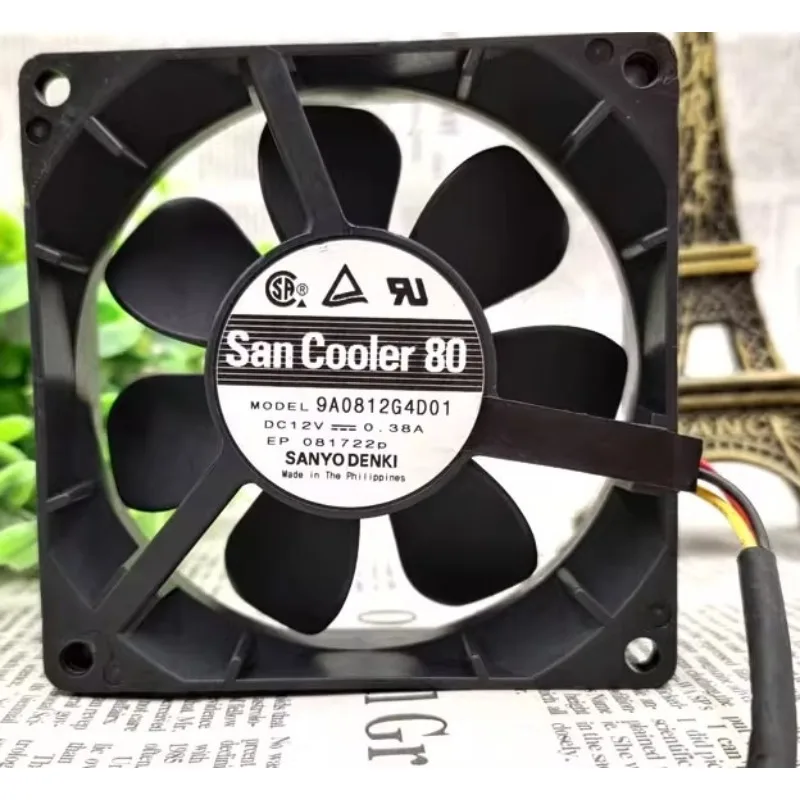 

New Cooler Fan for SANYO 9A0812G4D01 8025 DC 12V 0.38A 8CM Cooling Fan 80 *80 * 25mm