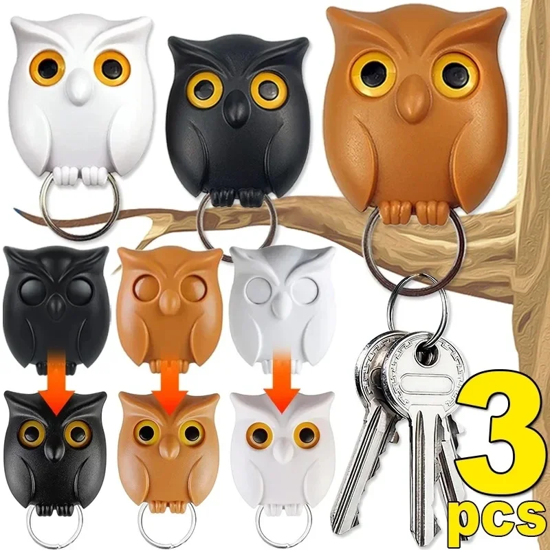 Night Owl Magnetic Holders Self Adhesive Keychain Keys Hanging Hooks Will Open Eyes Kitchen Home Wall Decorative Magnets Hook