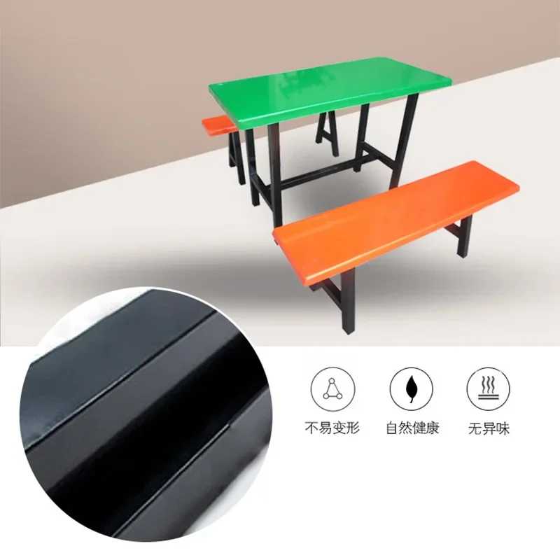 Dining hall, dining table and chairs, combination, fiberglass, split, thickened, 4 people, long shape
