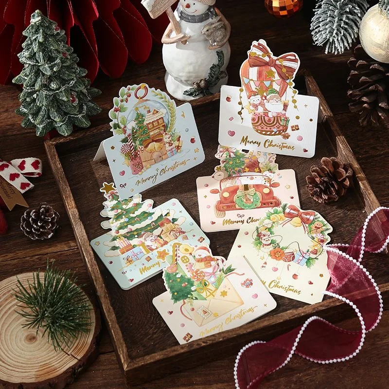 

Christmas Cards Greeting Invitations Foldable Bronzing Gifts Letter Home Xmas Party Envelope Decoration Accessories