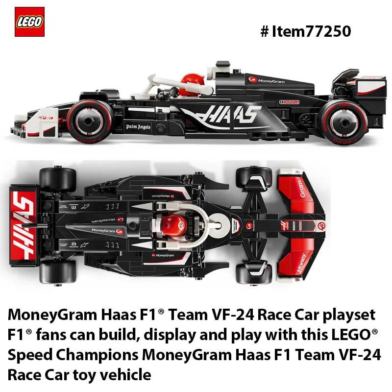 لعبة سيارة السباق LEGO 77250 Speed Champions MoneyGram Haas F1 Team VF-24 - مجموعة بناء للأطفال والأولاد والبنات، للأعمار من 10 سنوات فما فوق، 242 قطعة