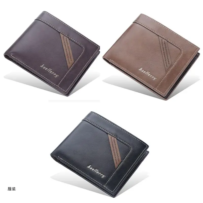 D0UD Men PU Leather Foldable Wallet with Multiple Pockets Cash