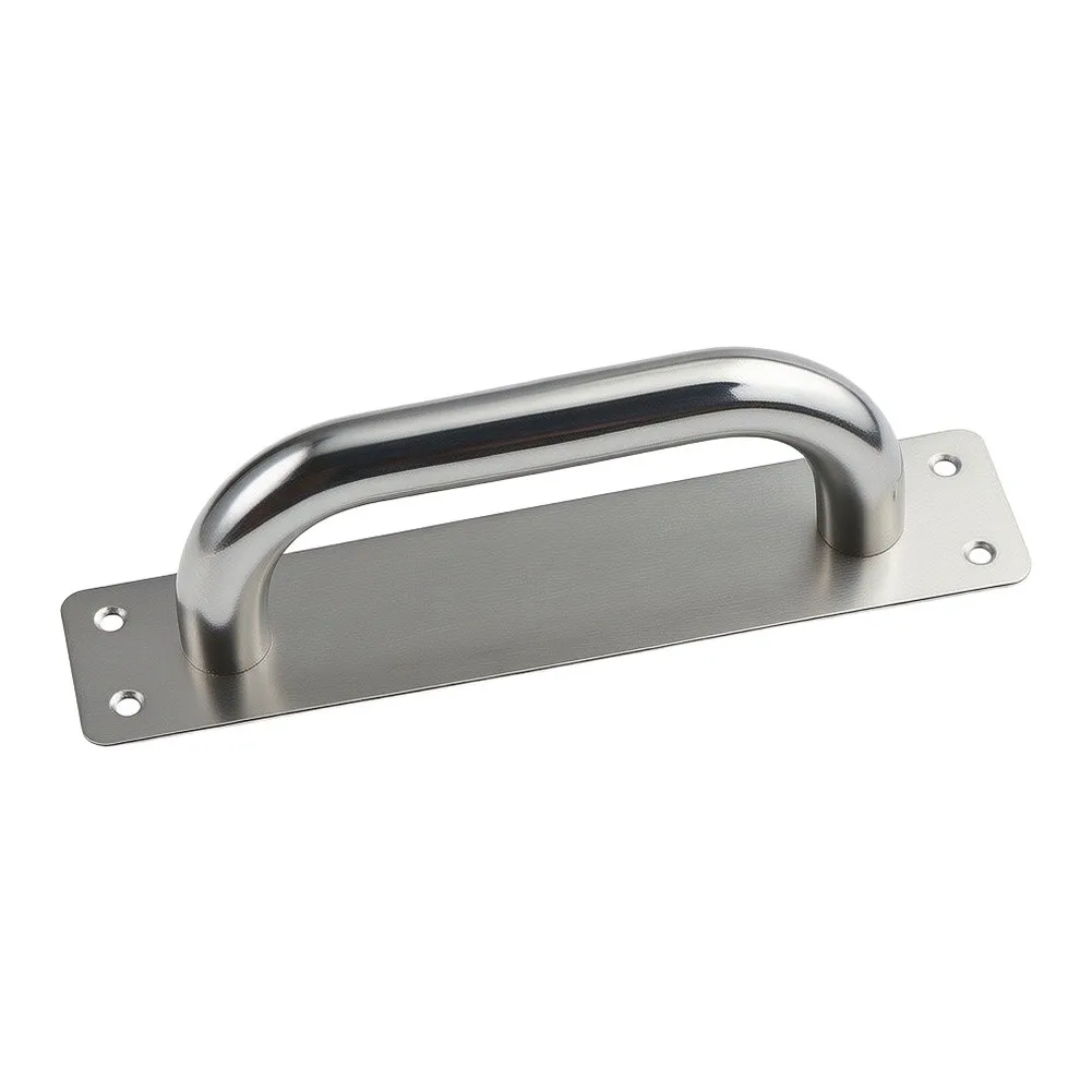 Door Pull Handle 4pcs Stainless Steel Silver Rust Free for Indoor Outdoor Use Fits Glass Wood Composite Fire Doors