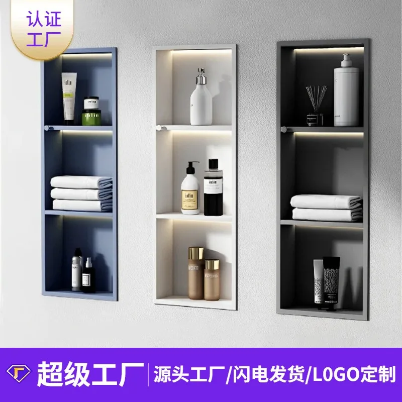 bathroom waterproof storage embedded rack 304 stainless steel niche toilet bath rack