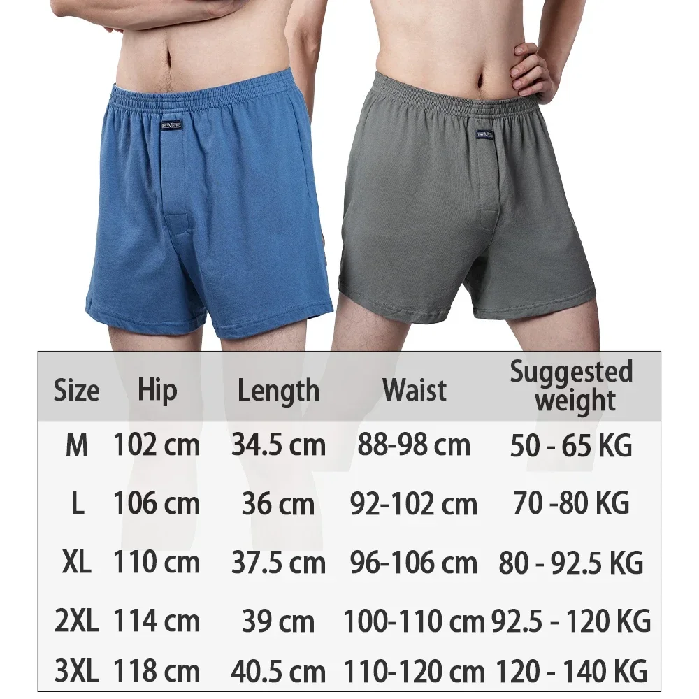 Men\'s 100% Cotton Boxer Shorts Underwear High Waist Big Underpants Casual Solid Plus Size Aro Pants Pajama Bottoms at home M-3XL