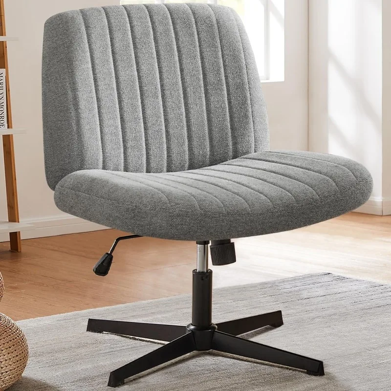 

Criss Cross Chair,Armless Legged Office Desk Chair No Wheels,Fabric Padded Wide Seat Modern Swivel Height Adjustable Mid Back