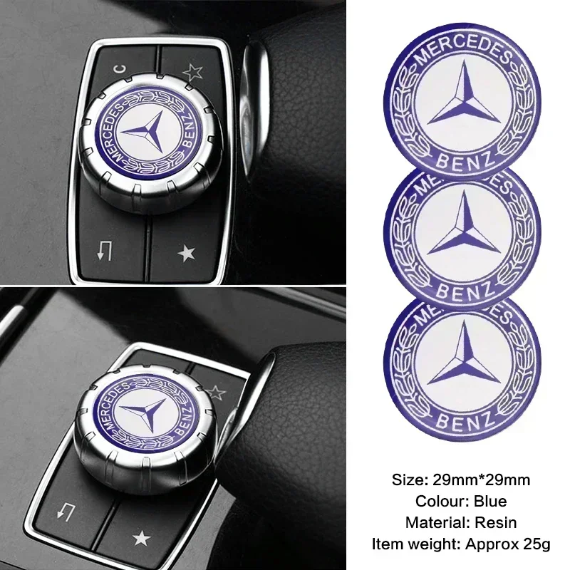 1pcs 29mm Car Small Media Control Sticker For Mercedes Benz A C E M class CLA GLA  AMG W204 W210 W124 W205 W203 Car Gadgets