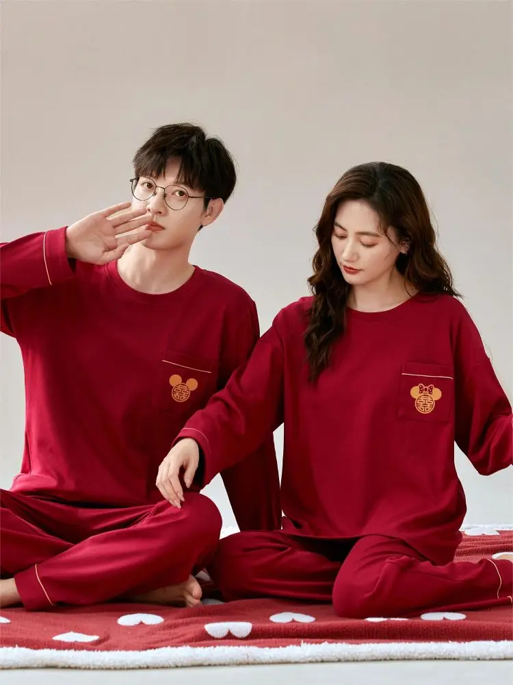 Pajamas for Couples Winter Pajama Women's Cotton Stitch Pyjama New in the Same Sets Promotion Fancy Underwear Men