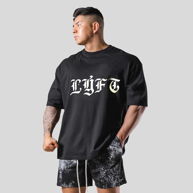 2023 estate Fitness sport lettera stampa semplice t-shirt manica corta da uomo moda Casual cotone sciolto t-shirt Oversize top