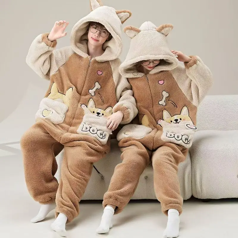 Kigurumi الكبار الشتاء ملابس خاصة النساء الرجال منامة الحيوان نيسيي رشاقته الأزواج منامة الكرتون ملابس النوم للنساء Homewear