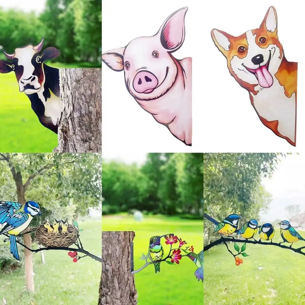 

New Metal Fences Decorations Outdoor Creative Animals Inserts Cows Dogs Pigs Birds Lightweight Fence Ornament