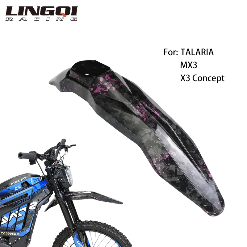 LINGQI RACING Water Transfer Carbon Fiber Front Fender Fenders Mudguards For Talaria Sting Light Bee X S Modification Parts